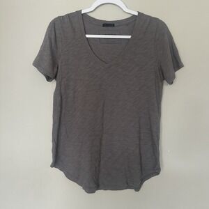 ATM Anthony Thomas Melillo Gray Slub Casual Minimalist V-Neck Tee Women's M